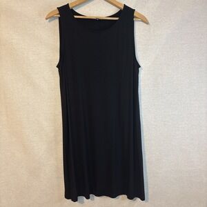 Eileen Fisher Womens‎ Black Sleeveless A-Line Midi Jersey Dress Large Stretchy